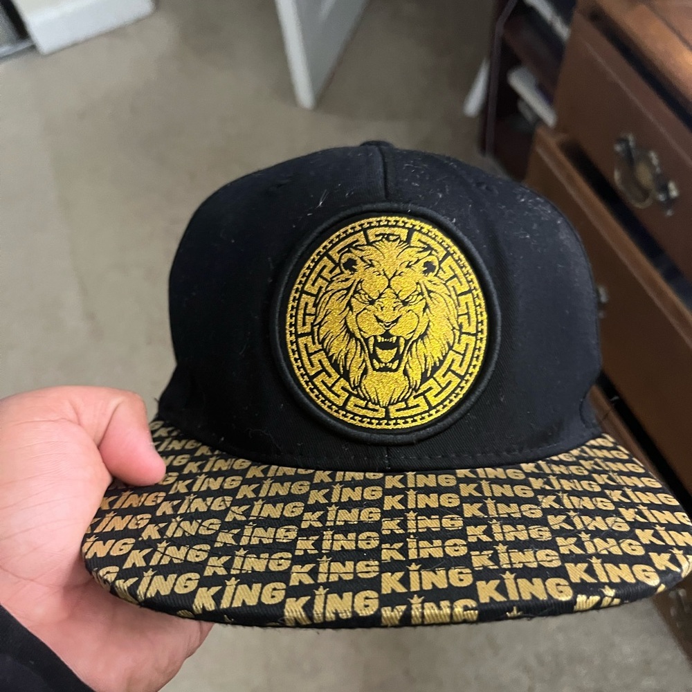 Black and Gold Lion Snapback Hat